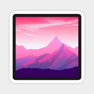 Sunet styliezed Mountains Magnet