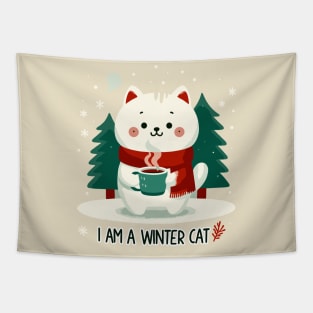 I Am a Winter Cat - Cute Cat design a with Chocolate on a cold winter Tapestry