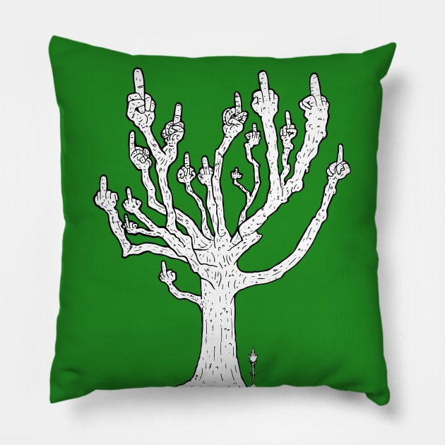 Tree of Giving Zero Fucks Pillow by deancoledesign