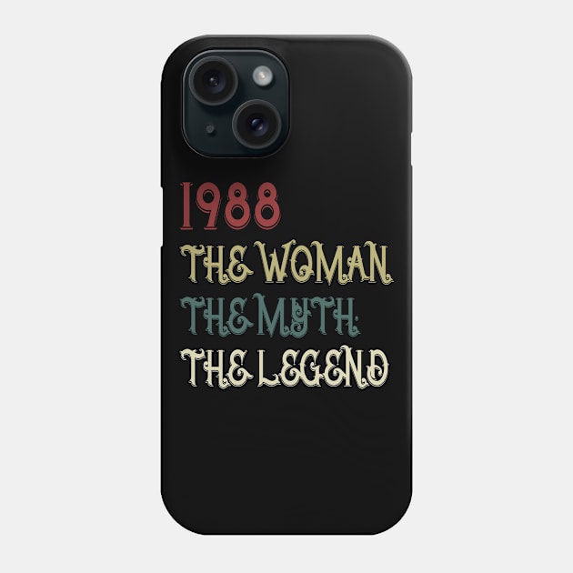 Vintage Retro 32nd Birthday Gift Womens 1988 Legend Phone Case by Damsin