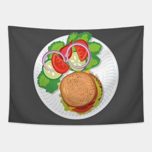 Burger and Veggies Tapestry