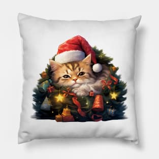 Lazy Burmese Cat At Christmas Pillow