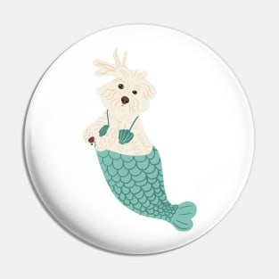 Mermaid Maltipoo Dog Pin