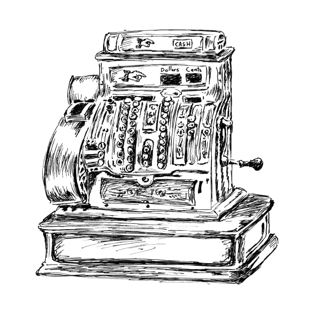 Antique Cash Register Print by rachelsfinelines