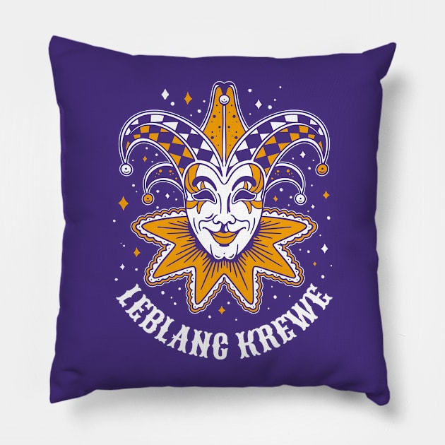 LeBlanc Krewe Colorful Mardi Gras Pillow by SLAG_Creative