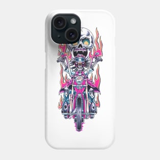 Death skeleton drives a motorcycle Phone Case