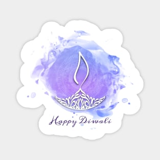 Purple Watercolor Diwali Deepa Magnet