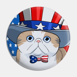 Exotic Shorthair Cat 4th of July Pin