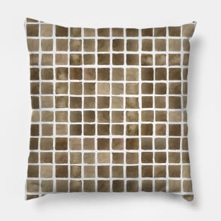 Brown Waterolour Grid Pillow