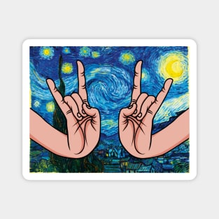 Japanese Rock Hands In The Starry Night Magnet