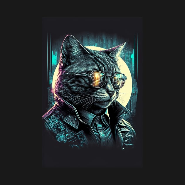 Detective cat portrait wearing a jacket by KoolArtDistrict