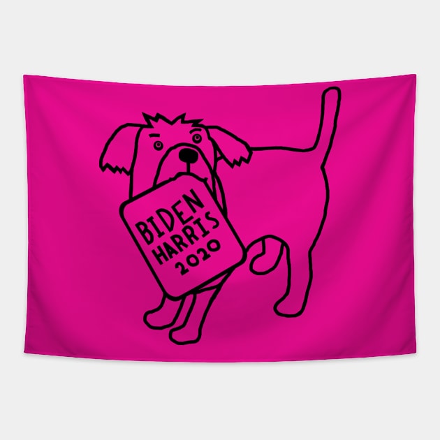 Backprint Dog with Biden Harris Sign Outline Tapestry by ellenhenryart