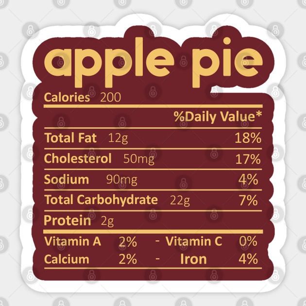 Apple Pie Nutrition Facts Gift Funny Thanksgiving Costume ...