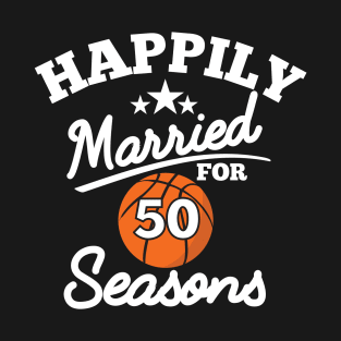 Happily married for 50 seasons, couple matching golden wedding anniversary gift T-Shirt