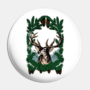 Vintage Deer, color, Christmas Pin