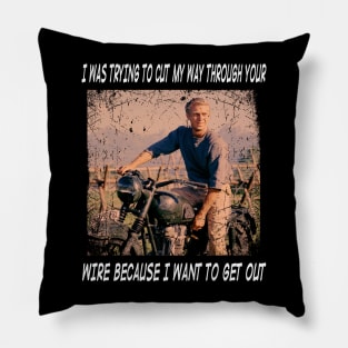 Escape with McQueen The Great Film Tees for Classic Cinema Lovers Pillow