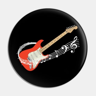 Music Staff Fiesta Red Electric Guitar Pin