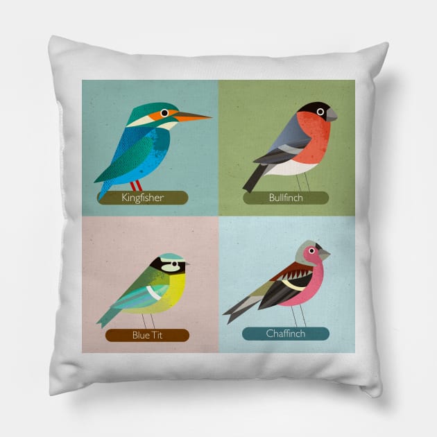 British Birds Pillow by Gareth Lucas