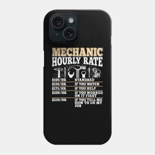 Funny Mechanic Hourly Rate Vintage Car Repairman Craftsman Phone Case