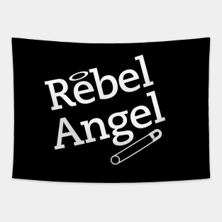 Rebel Angel Safety Pin Rebel White Tapestry