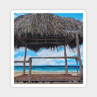 Mozambique Tropical Hut Beach Painting Magnet