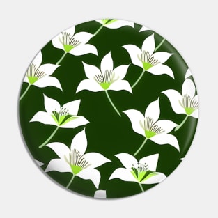 Small white lilies on a green base Pin