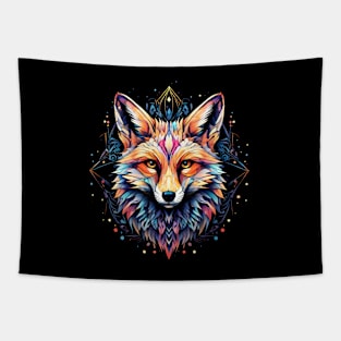 An Abstract Geometrical And Colorful Fox Design Tapestry