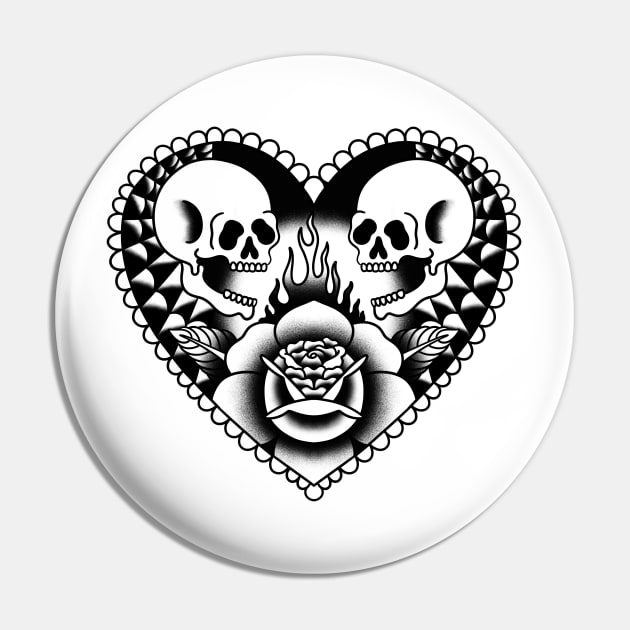 Skull Love Traditional Tattoo Pin by Trippycollage