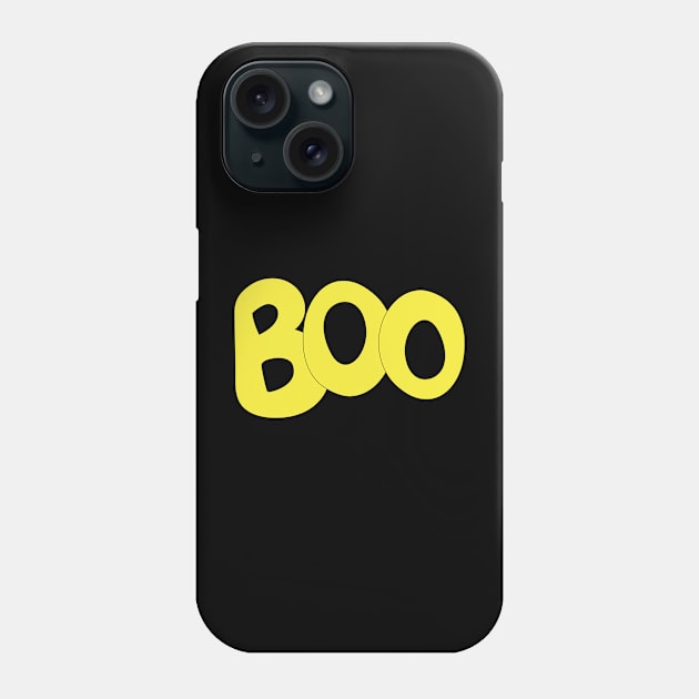 BOO text art in yellow bubble letters Phone Case by Angel Dawn Design