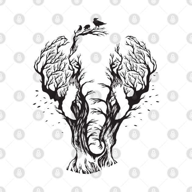 elephant with forest background by Mako Design 