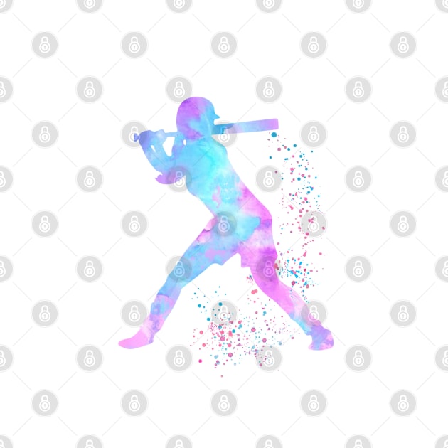 Baseball Girl Batter Watercolor Silhouette by LotusGifts