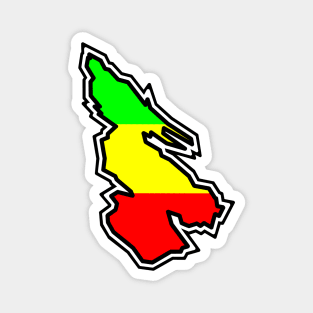 Salt Spring Island Silhouette in Rasta Rastafarian Flag Colours - Rastafari - Salt Spring Island Magnet