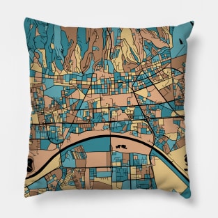 Zagreb Map Pattern in Mid Century Pastel Pillow