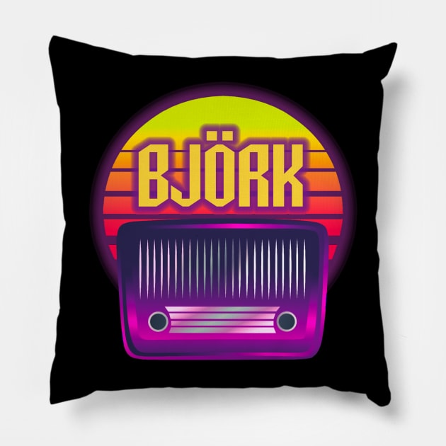 bjork retro Pillow by guemudaproject