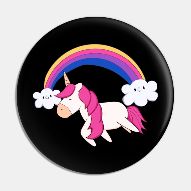 Kawaii Unicorn with Rainbow, Love Unicorns Pin by dukito