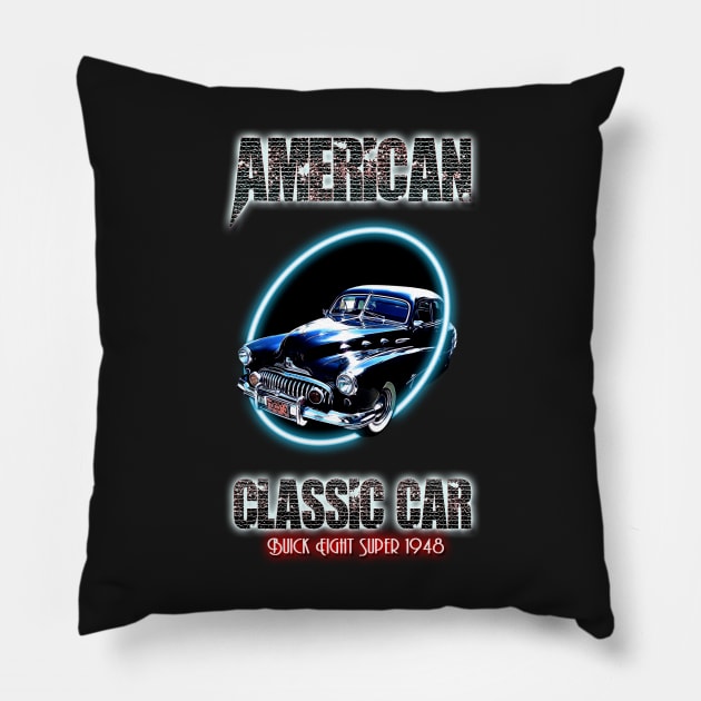 Classic old car Buick Eight 1948 Pillow by Decoches