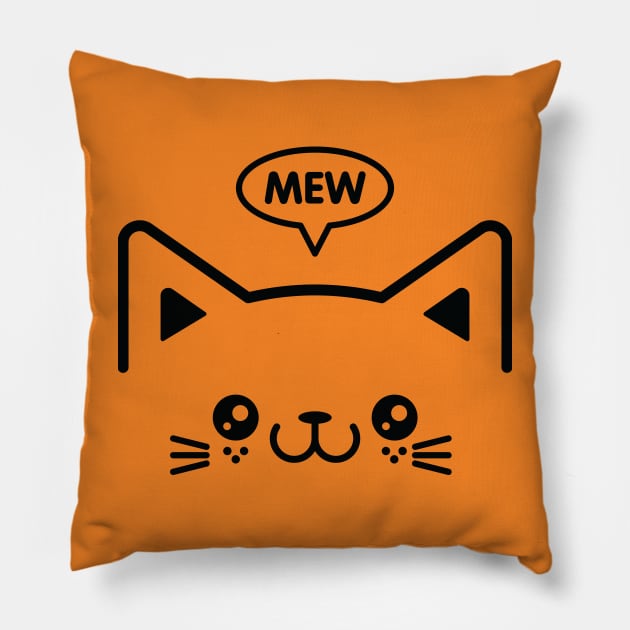 Mew Cat Pillow by Kitty Cotton