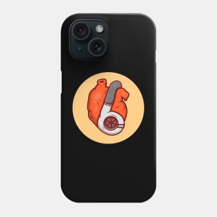 Heart Turbo Logo Cartoon Vector Icon Illustration Phone Case