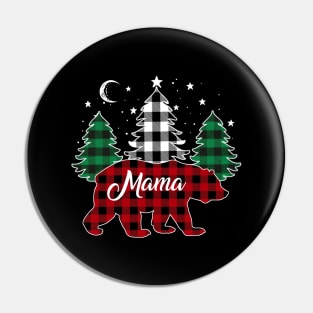 Mama Bear Buffalo Red Plaid Matching Family Christmas Pin