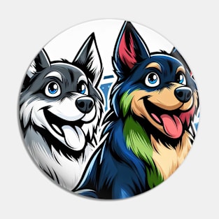 Dog colorfull comic Pin