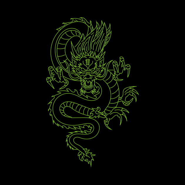 Green dragon t-shirts, pillows, bags, stickers, cases by Anastasia Letunova