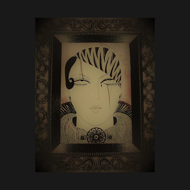 ART DECO PIERROT GIRL IN FRAME by jacquline8689