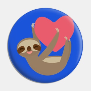 Cute sloth with red heart Pin