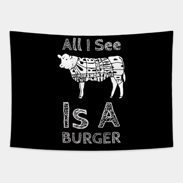 All i see is a Burger Tapestry by Evlar