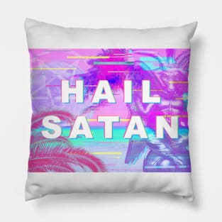 hail satan vaporwave aesthetic Pillow