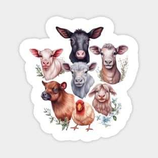 Watercolor Farm Animals #1 Magnet