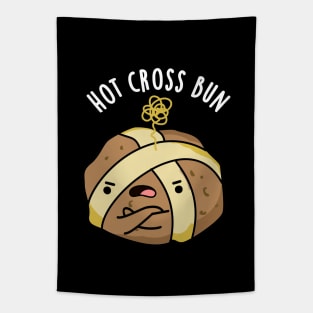 Hot Cross Bun Cute Angry Bun Pun Tapestry