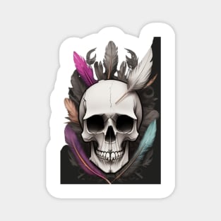 skull with feathers Magnet