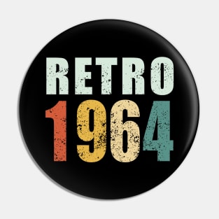 57th Birthday Gifts Year Old - Retro 1964 T-Shirt Pin