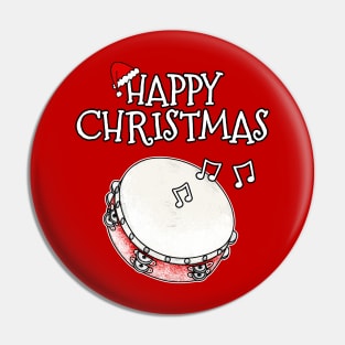 Christmas Tambourine Church Percussionist Musician Xmas 2022 Pin